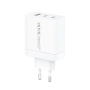 Ładowarka sieciowa 2xUSB-C PD 65W GaN +1xUSB QC3.0 kabel Typ C - Typ C Vidvie PLE262 biała